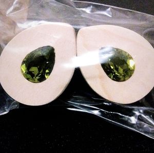 Swarovski Teardrop Olivine Plugs